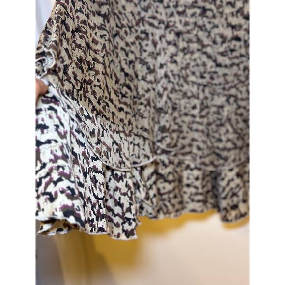 ALFANI Size 16 W Tiered Layered Ruffle 100% Silk Skirt Black Gray Animal Print - Picture 4 of 5